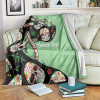Mexican Sugar Skull Personalized Blanket Dia de Los Muertos Vibe