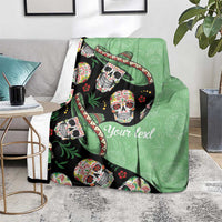 Mexican Sugar Skull Personalized Blanket Dia de Los Muertos Vibe