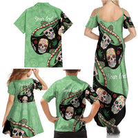 Mexican Sugar Skull Personalized Family Matching Summer Maxi Dress and Hawaiian Shirt Dia de Los Muertos Vibe - Wonder Print Shop