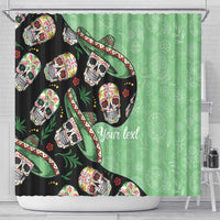 Mexican Sugar Skull Personalized Shower Curtain Dia de Los Muertos Vibe