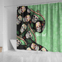 Mexican Sugar Skull Personalized Shower Curtain Dia de Los Muertos Vibe