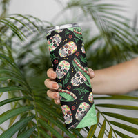 Mexican Sugar Skull Personalized Skinny Tumbler Dia de Los Muertos Vibe - Wonder Print Shop