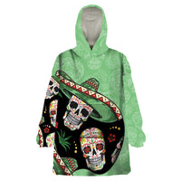 Mexican Sugar Skull Personalized Wearable Blanket Hoodie Dia de Los Muertos Vibe - Wonder Print Shop