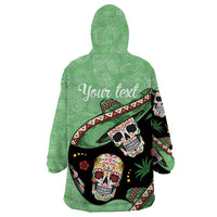 Mexican Sugar Skull Personalized Wearable Blanket Hoodie Dia de Los Muertos Vibe - Wonder Print Shop