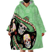 Mexican Sugar Skull Personalized Wearable Blanket Hoodie Dia de Los Muertos Vibe - Wonder Print Shop