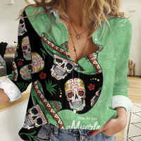 Mexican Sugar Skull Personalized Women Casual Shirt Dia de Los Muertos Vibe - Wonder Print Shop