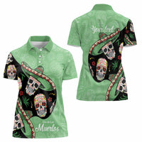 Mexican Sugar Skull Personalized Women Polo Shirt Dia de Los Muertos Vibe - Wonder Print Shop