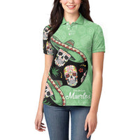 Mexican Sugar Skull Personalized Women Polo Shirt Dia de Los Muertos Vibe - Wonder Print Shop