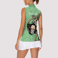 Mexican Sugar Skull Personalized Women Sleeveless Polo Shirt Dia de Los Muertos Vibe - Wonder Print Shop