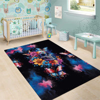 Mexican La Calaca and Butterfly Area Rug Skull Day Of The Dead LT9 - Wonder Print Shop