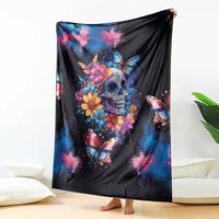 Mexican La Calaca and Butterfly Blanket Skull Day Of The Dead