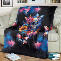 Mexican La Calaca and Butterfly Blanket Skull Day Of The Dead