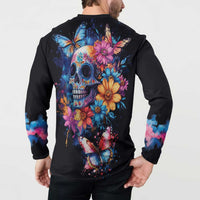 Mexican La Calaca and Butterfly Button Sweatshirt Skull Day Of The Dead LT9 - Wonder Print Shop