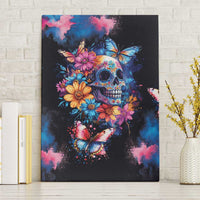 Mexican La Calaca and Butterfly Canvas Wall Art Skull Day Of The Dead LT9 - Wonder Print Shop