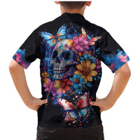 Mexican La Calaca and Butterfly Family Matching Mermaid Dress and Hawaiian Shirt Skull Day Of The Dead LT9 - Wonder Print Shop