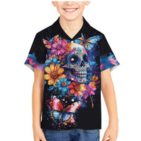 Mexican La Calaca and Butterfly Family Matching Mermaid Dress and Hawaiian Shirt Skull Day Of The Dead LT9 - Wonder Print Shop