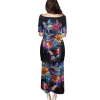 Mexican La Calaca and Butterfly Family Matching Puletasi and Hawaiian Shirt Skull Day Of The Dead - Wonder Print Shop