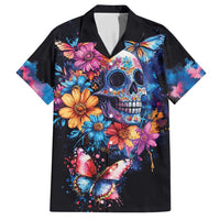 Mexican La Calaca and Butterfly Family Matching Short Sleeve Bodycon Dress and Hawaiian Shirt Skull Day Of The Dead - Wonder Print Shop