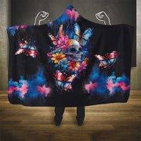 Mexican La Calaca and Butterfly Hooded Blanket Skull Day Of The Dead