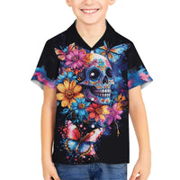 Mexican La Calaca and Butterfly Kid Hawaiian Shirt Skull Day Of The Dead - Wonder Print Shop
