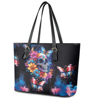 Mexican La Calaca and Butterfly Leather Tote Bag Skull Day Of The Dead - Wonder Print Shop