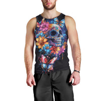 Mexican La Calaca and Butterfly Men Tank Top Skull Day Of The Dead - Wonder Print Shop