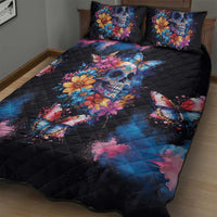 Mexican La Calaca and Butterfly Quilt Bed Set Skull Day Of The Dead - Wonder Print Shop