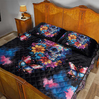 Mexican La Calaca and Butterfly Quilt Bed Set Skull Day Of The Dead - Wonder Print Shop