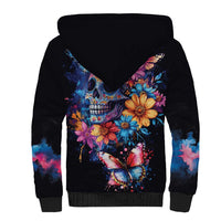 Mexican La Calaca and Butterfly Sherpa Hoodie Skull Day Of The Dead - Wonder Print Shop