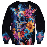 Mexican La Calaca and Butterfly Sweatshirt Skull Day Of The Dead - Wonder Print Shop