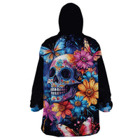 Mexican La Calaca and Butterfly Wearable Blanket Hoodie Skull Day Of The Dead - Wonder Print Shop