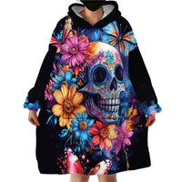 Mexican La Calaca and Butterfly Wearable Blanket Hoodie Skull Day Of The Dead - Wonder Print Shop