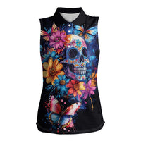 Mexican La Calaca and Butterfly Women Sleeveless Polo Shirt Skull Day Of The Dead - Wonder Print Shop