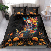 Mexican La Calaca and Marigold Flowers Bedding Set Skull Day Of The Dead LT9 - Wonder Print Shop