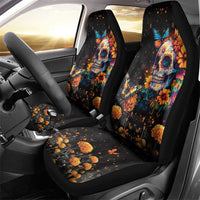 Mexican La Calaca and Marigold Flowers Car Seat Cover Skull Day Of The Dead LT9 - Wonder Print Shop
