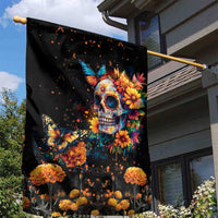 Mexican La Calaca and Marigold Flowers Garden Flag Skull Day Of The Dead - Wonder Print Shop