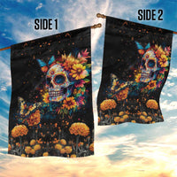 Mexican La Calaca and Marigold Flowers Garden Flag Skull Day Of The Dead - Wonder Print Shop