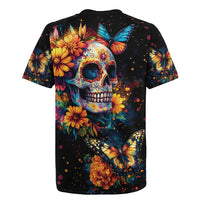 Mexican La Calaca and Marigold Flowers Rugby Jersey Skull Day Of The Dead - Wonder Print Shop