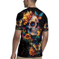 Mexican La Calaca and Marigold Flowers Rugby Jersey Skull Day Of The Dead - Wonder Print Shop