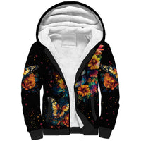 Mexican La Calaca and Marigold Flowers Sherpa Hoodie Skull Day Of The Dead - Wonder Print Shop