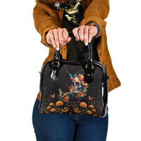 Mexican La Calaca and Marigold Flowers Shoulder Handbag Skull Day Of The Dead