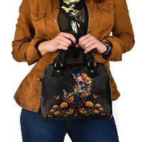 Mexican La Calaca and Marigold Flowers Shoulder Handbag Skull Day Of The Dead