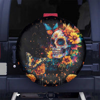Mexican La Calaca and Marigold Flowers Spare Tire Cover Skull Day Of The Dead - Wonder Print Shop