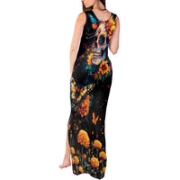 Mexican La Calaca and Marigold Flowers Tank Maxi Dress Skull Day Of The Dead - Wonder Print Shop