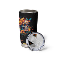 Mexican La Calaca and Marigold Flowers Tumbler Cup Skull Day Of The Dead - Wonder Print Shop