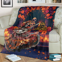 Mexican La Catrina Skeletons Dancing Blanket Dia de Los Muertos Verion 1