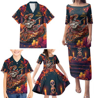 Mexican La Catrina Skeletons Dancing Family Matching Puletasi and Hawaiian Shirt Dia de Los Muertos Verion 1 - Wonder Print Shop