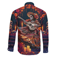 Mexican La Catrina Skeletons Dancing Family Matching Short Sleeve Bodycon Dress and Hawaiian Shirt Dia de Los Muertos Verion 1 - Wonder Print Shop