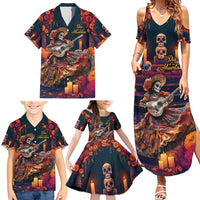 Mexican La Catrina Skeletons Dancing Family Matching Summer Maxi Dress and Hawaiian Shirt Dia de Los Muertos Verion 1 - Wonder Print Shop