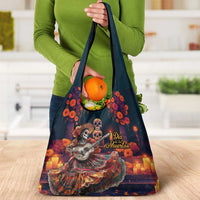 Mexican La Catrina Skeletons Dancing Grocery Bag Dia de Los Muertos Verion 1